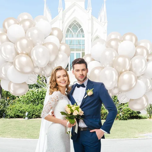 Miniatura 5 de 60 globos de perlas de doble relleno de 12 pulgadas, globos blancos perlados, globos de látex blanco para bodas, despedidas de soltera, baby shower