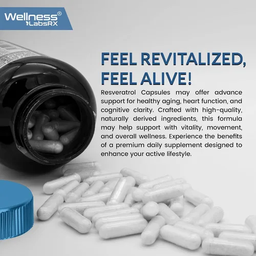 Miniatura 6 de WELLNESS LABSRX Suplemento de resveratrol de 1000 mg, 120 cápsulas (suministro de 60 días), trans-resveratrol de alta pureza ultra fuerte para un