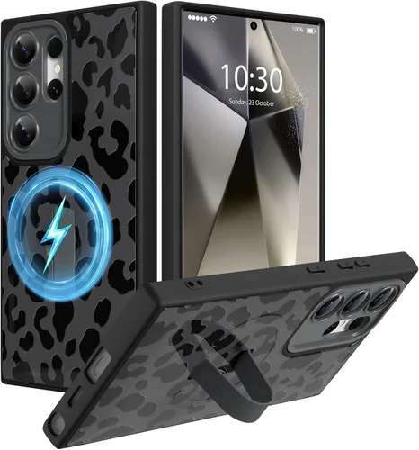 Miniatura 37 de Funda magnética compatible con Samsung Galaxy S25 Ultra para mujeres y hombres, estética flor de durazno, correa de muñeca ajustable incorporada