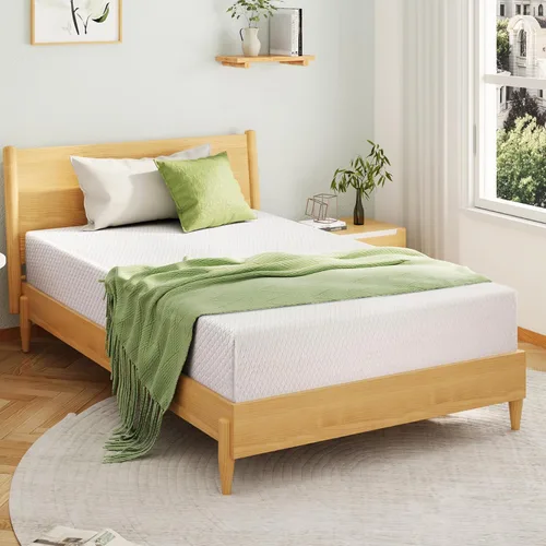 EGOHOME Colchón tamaño completo de 5 pulgadas para niños, colchón de espuma viscoelástica con gel de té verde refrescante, alivia la presión con