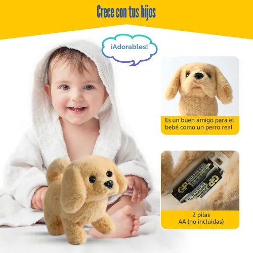 Miniatura 3 de KSABVAIA Juguete de Peluche Golden Retriever Cachorro Perro Electrónico Interactivo - Camina, Ladra, Mueve la Cola, se Estira, Compañero Animal