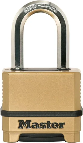 Miniatura 9 de Master Lock Cerradura de Combinación, Candado de Servicio Pesado Resistente a la Intemperie, Reiniciable para Uso en Exteriores, Acabado de Latón
