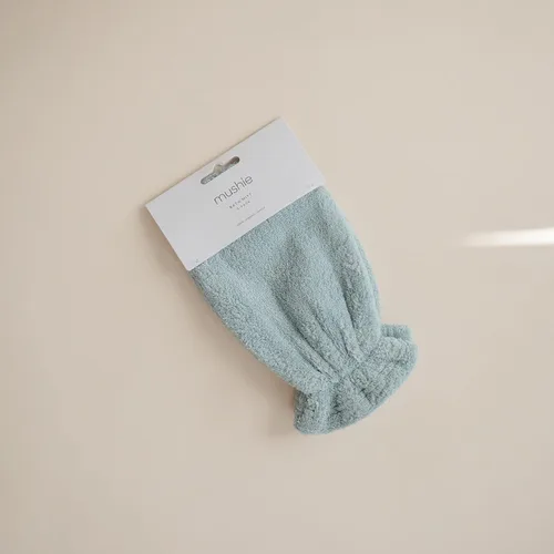 Miniatura 2 de mushie Guantes de baño para bebé, algodón orgánico, paquete de 2 (niebla marina)