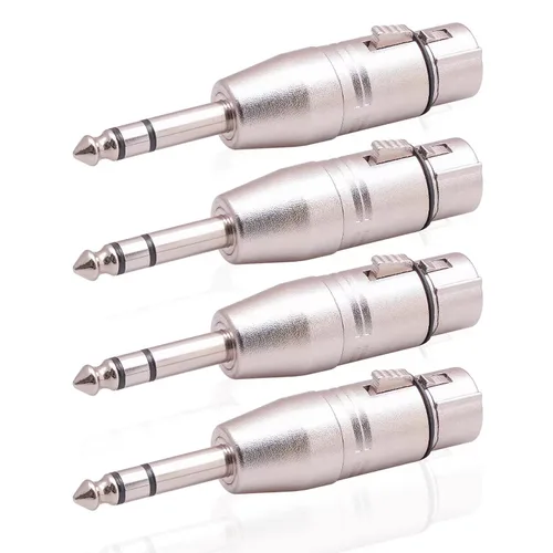 Smithok Paquete de 4 adaptadores XLR hembra a TRS de 1/4 pulgadas, adaptadores XLR hembra equilibrados a adaptadores macho de 0.250 in