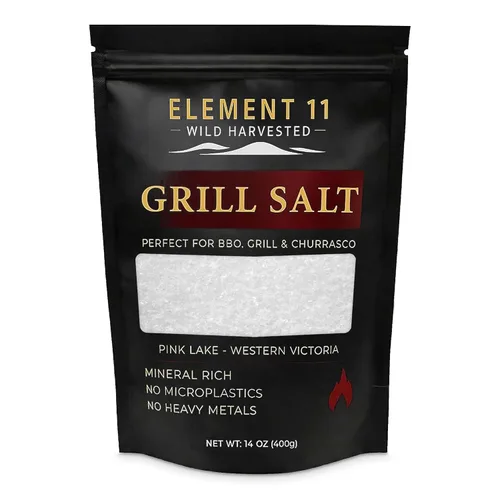 Element 11 Sal para parrilla Pink Lake Wild Harvested, sal marina gruesa premium de Western Victoria, Australia, para barbacoa, parrilla, churrasco
