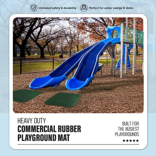 Miniatura 3 de Playsafer Alfombrilla de goma comercial resistente para toboganes y columpios, 1.5 pulgadas de grosor, 36 x 36 pulgadas