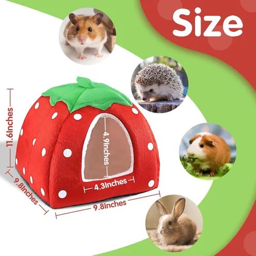 Miniatura 6 de Cama de conejillo de indias, acogedor escondite de conejo con forro polar cálido, lavable, taza para acurrucarse, casa de invierno para mascotas