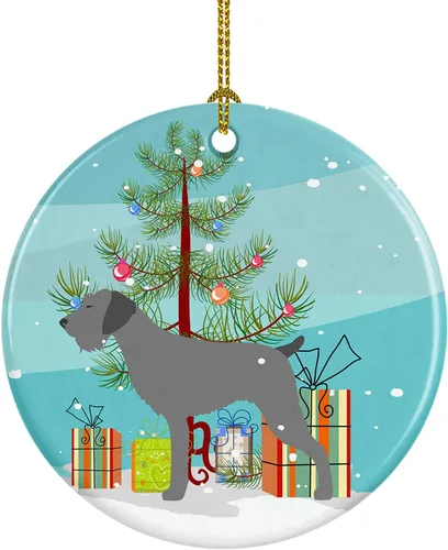 Miniatura 79 de Caroline's Treasures Bulldog inglés «Merry Christmas» adorno de cerámica para árbol de Navidad, decoración colgante para el hogar, Navidad, fiestas