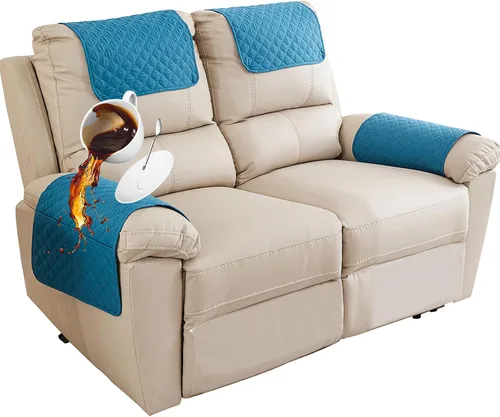 Miniatura 33 de Funda para Reposabrazos de Sofá, Funda para Reposacabezas de Silla Reclinable, Funda de Sillón con Bolsillos, Protector de Muebles Acolchado Beige