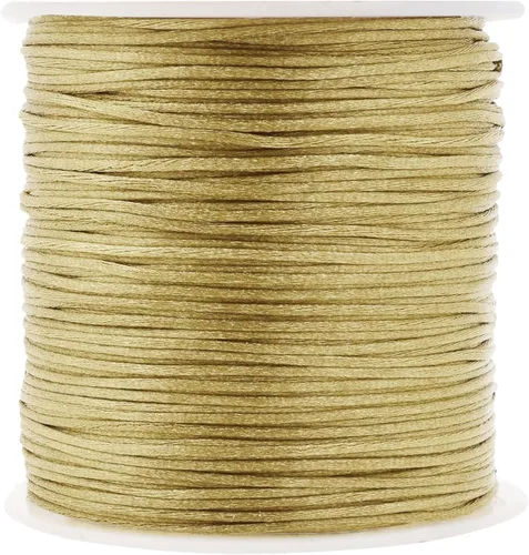 Miniatura 99 de Mandala Crafts Cordón de Satén de Nailon 2mm Cordón Rattail Champagne - 100 Yardas Cordón de Nailon Chino para Nudos Cordón de Seda Cola de Rata