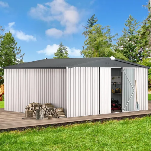 Miniatura 28 de AECOJOY Cobertizo de almacenamiento al aire libre de 5 x 3 pies, pequeño cobertizo de metal con puerta con cerradura, almacenamiento de utilidad