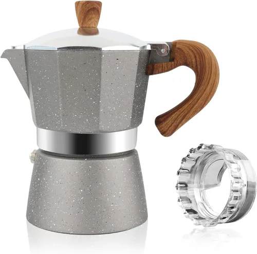Miniatura 13 de ShanSon Moka Pot - Cafetera de café expreso de 3 tazas de 5 onzas, cafetera italiana manual cubana, cafetera italiana espresso greca para capuchino