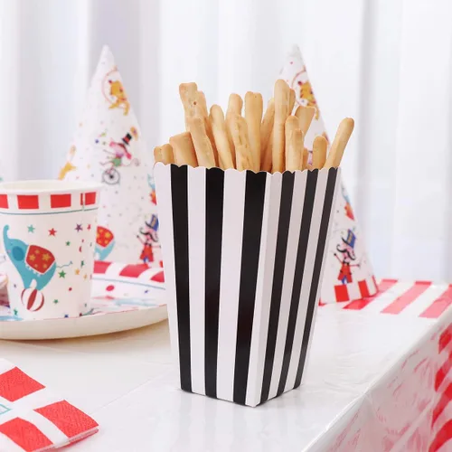 Miniatura 6 de TOYMYTOY Cajas de palomitas de maíz, recipientes de cartón para palomitas de maíz para recuerdos de fiesta, 24 piezas (negro)