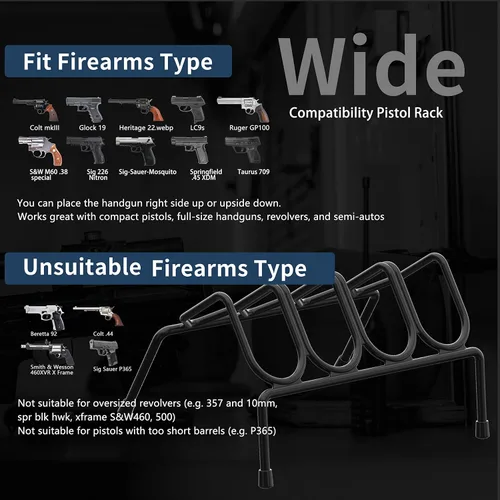 Miniatura 2 de Adoreal Estante para pistola seguro para armas, soporte para 4 pistolas para almacenamiento de gabinetes de armas y organizado universal