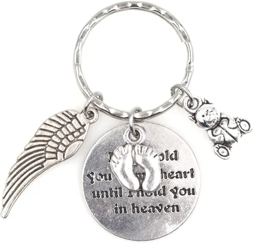Miniatura 11 de Llavero con texto en inglés "I Will Hold You in My Heart Until I Hold You in Heaven Angel Wing Family Charm Veterans Luurn Grief Sympathy
