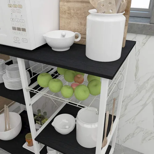 Miniatura 6 de SogesHome Estante de 4 niveles para microondas, estante organizador de almacenamiento de cocina, aperitivo de café para el hogar, cocina, sala