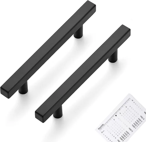 Miniatura 11 de Ravinte - Paquete de 5 tiradores de gabinete negro mate de 2.5 pulgadas, tiradores de cocina para gabinetes con plantilla de montaje, longitud total