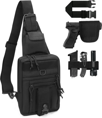 Bolso táctico LarKoo para pistola en el pecho, con funda oculta, para transportar la pistola en el pecho, bandolera, funda para el hombro, para