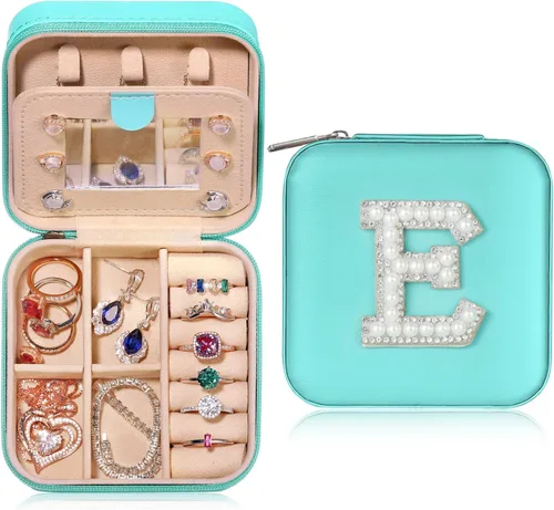 Organizador de joyas de viaje para mujer, organizador de joyas de viaje, organizador de collares, aretes, organizador de anillos, organizador de