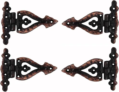 Miniatura 4 de The Metal Magician Bisagras negras con correa en T, paquete de 4 bisagras de puerta de granero resistentes (5.2 x 4.5 pulgadas) para cercas