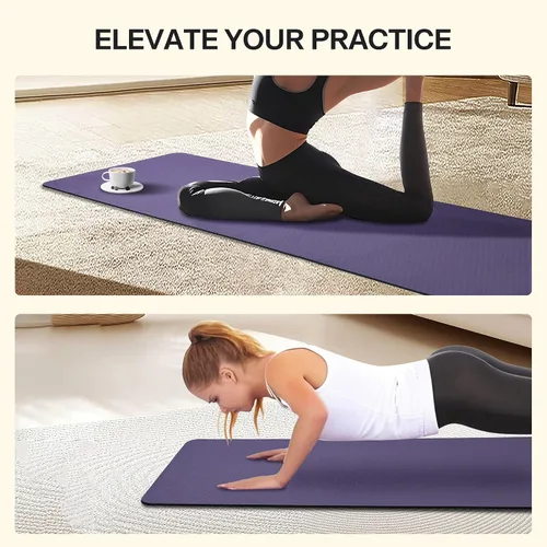 Miniatura 7 de Tapete de yoga, tapete de yoga con diseño antideslizante, tapete profesional de TPE para ejercicio, 72 x 24 pulgadas, tapete de entrenamiento