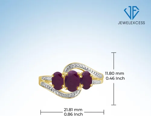 Miniatura 5 de JEWELEXCESS Anillo de diamantes blancos de rubí y acento de 1.80 CTW en oro de 14 quilates sobre plata