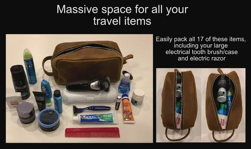 Miniatura 4 de Calissimo Neceser de viaje de cuero genuino - Kit Dopp - Kit de afeitado.