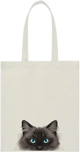 Miniatura 13 de WIRESTER Bolsa de lona reutilizable para mujeres y niñas, bolsa de compras de comestibles, bolsa de hombro, bolsa de viaje, lindo perro y gato Gato