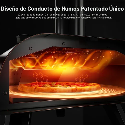 Miniatura 3 de BIG HORN Horno de pizza multicombustible de 12 pulgadas para exteriores que alcanza hasta 1110 ℉ - Compatible con madera, gas y electricidad 3 en 1