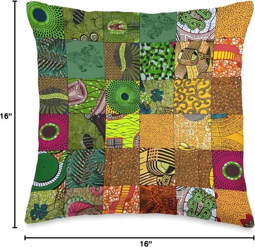 Miniatura 4 de Nativ Hand Ankara Kitenge - Almohada de retazos con estampado de cera africana, 16 x 16, multicolor