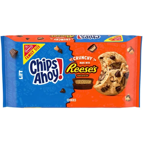 Chips Ahoy! Cookies with Reese's - Tazas de mantequilla de maní tamaño familiar de 14.25 onzas, chispas de chocolate, 1 unidad