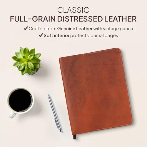 Miniatura 9 de Funda de diario de cuero marrón A5 de 5.75x8.25 pulgadas, funda recargable para diario grande Moleskine, funda de cuaderno de cuero hecha a mano A5