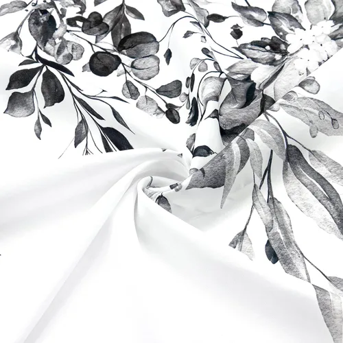 Miniatura 3 de Gibelle - Cortina de ducha extra larga de 72 x 84 pulgadas, cortina de ducha floral en blanco y negro, juego de cortina de ducha de tela de hojas