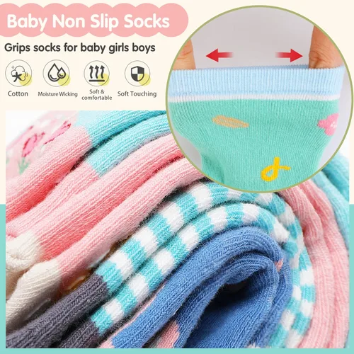 Miniatura 2 de 12 pares de calcetines antideslizantes de algodón para bebés, niños y niñas