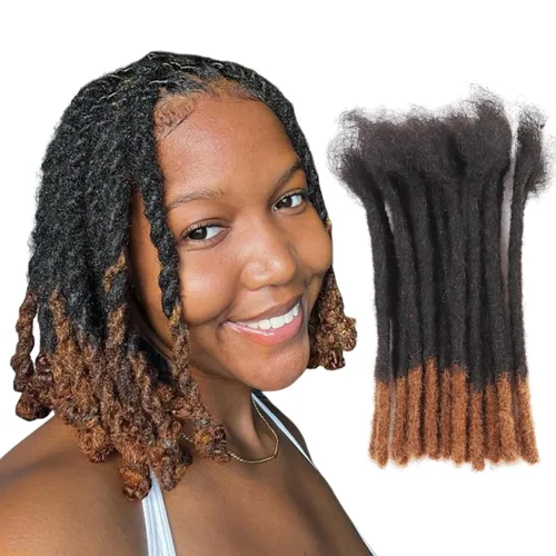 Miniatura 15 de Viovian Extensiones de rastas de 0.23 pulgadas de cabello humano de 6 pulgadas, 20 hebras ombré, extensiones de cabello humano para hombres, 1b/27
