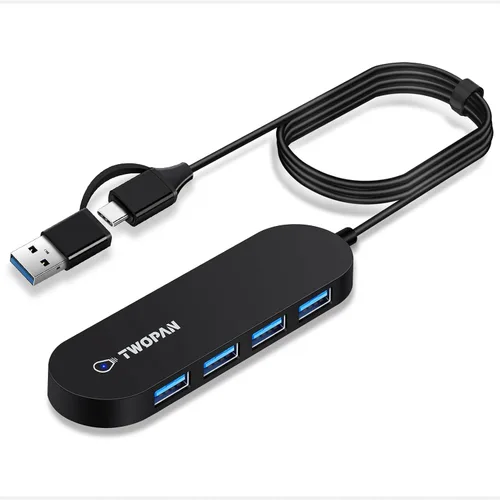 Miniatura 8 de TWOPAN Hub USB 3.0 de 4 puertos, adaptador multipuerto USB ultra delgado para laptop, escritorio, Mac, Surface Pro, XPS, mouse, teclado, unidad