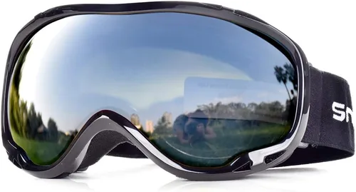 Miniatura 7 de Gafas de esquí para esquí, snowboard, motos de nieve para hombres, mujeres y adultos, antivaho 100% protección UV A2-marco blanco brillante/lente