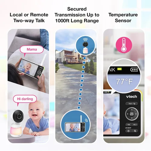 Miniatura 11 de VTech Smart WiFi Baby Monitor - Ve a tu bebé en casa o desde cualquier lugar, cámara 2K, pantalla de 5.5 pulgadas, zoom 24X, gran angular, visión