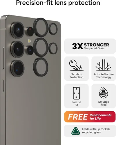 Miniatura 2 de ZAGG Glass Elite - Protector antirreflectante para lente de cámara Samsung Galaxy S25 Ultra, tecnología antirreflejos, máxima resistencia a impactos