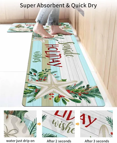Miniatura 4 de Tapete de baño de Navidad para bañera, antideslizante, de secado rápido y absorbente, tierra de diatomeas, fregadero, dormitorio, cocina, lavable
