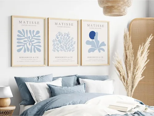 Miniatura 10 de Arte de pared de aura azul, arte retro estético, arte de pared, imágenes abstractas en colores pastel, póster espiritual con degradado de preppy