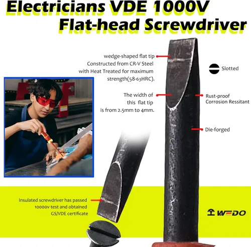 Miniatura 4 de WEDO VDE - Juego de herramientas aisladas de 1000 V, 13 piezas, herramientas de seguridad para electricistas con alicates, destornilladores