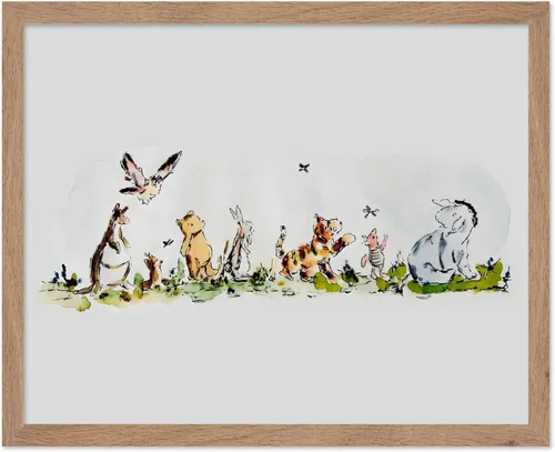 Miniatura 47 de Poster Master Póster de ilustración vintage, impresión de paisaje retro, regalo para bebé, niño, mapa de madera de 100 acres, oso, cerdo, animal