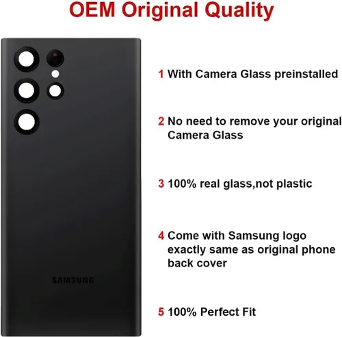 Miniatura 2 de Reemplazo de cristal trasero trasero para Samsung Galaxy S22 Ultra 6.8 pulgadas 5G con kit de herramientas de reparación y adhesivo preinstalado