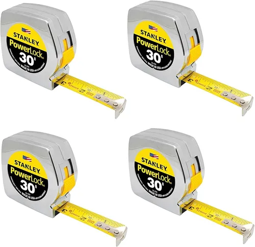Miniatura 12 de Stanley 33425 Powerlock II Cinta Métrica de Retorno Automático, 1 pulgada x 25 pies, Cromo/Amarillo