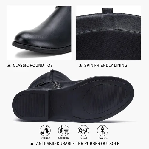 Miniatura 5 de Vepose - Botas de equitación 49 para mujer, botas altas hasta la rodilla, botas de pantorrilla con hebilla