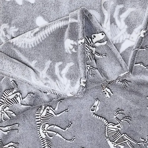 Miniatura 7 de Manta de dinosaurio que brilla en la oscuridad, manta de dinosaurio para niños, franela suave, regalos para amantes de los dinosaurios, mantas