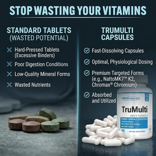 Miniatura 5 de PEScience TruMulti Men's, Multivitamínico con vitamina C, D, zinc de primera calidad para apoyo inmunológico y estrés, 90 cápsulas