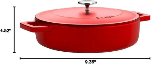 Miniatura 5 de Staub 40511-475 Sartén para saltear Braiser, cereza, 9.4 pulgadas (9.4 in), doble mano, olla esmaltada fundida, tipo poco profundo, Sukiyaki