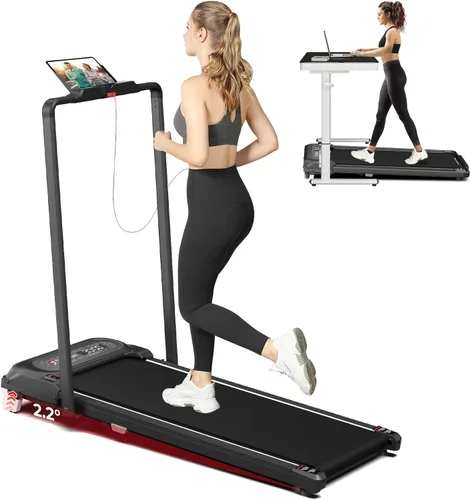 Miniatura 10 de SubSun Foldable Treadmill for Home, Portable Walking Pad with Handle, Manuall/Auto/No Incline, 2.5HP Treadmill with 265 Lbs, Black/White